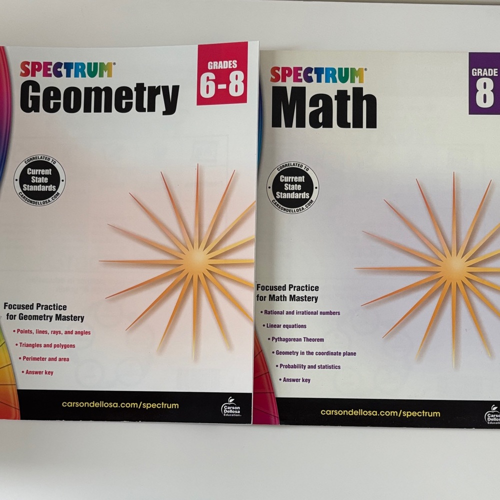 2 NEW! Spectrum Math Workbook Grade 6-8